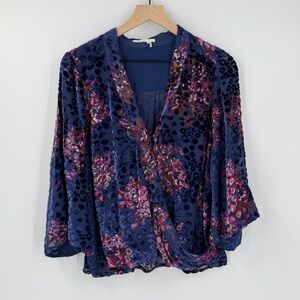 Anthropologie Floreat Japonica Velvet Burnout Printed Kimono Top M Date Night